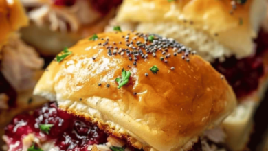 Baked Cranberry Turkey Sliders with Havarti & Poppy Seed Topping