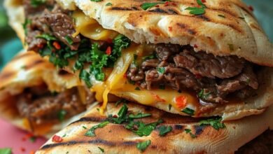 Cheesy Beef and Mushroom Pita Pockets with Tzatziki Sauce 🥙🍄🧀