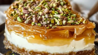 Honey Pistachio Baklava Cheesecake