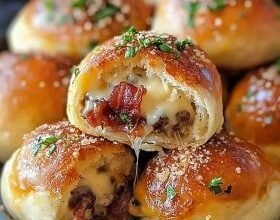 Easy Garlic Parmesan Bacon Cheeseburger Bombs