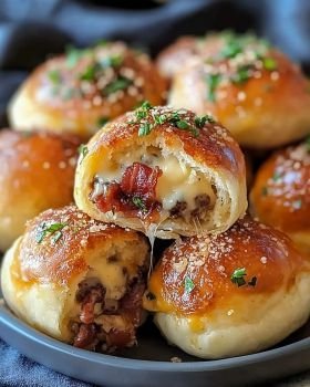 Easy Garlic Parmesan Bacon Cheeseburger Bombs