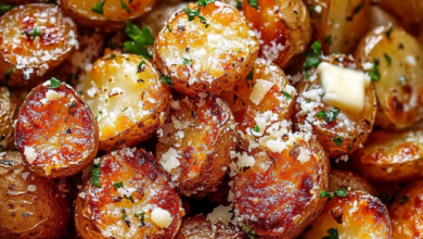 Roasted Garlic Butter Parmesan Potatoes