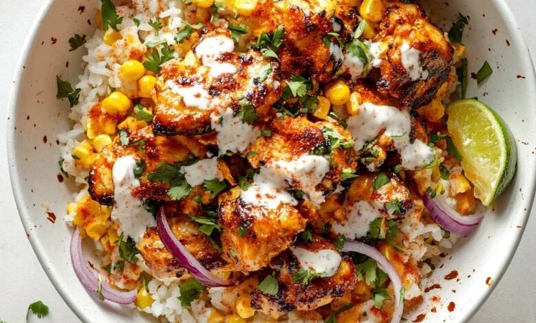 Street Corn Chicken Rice Bowl