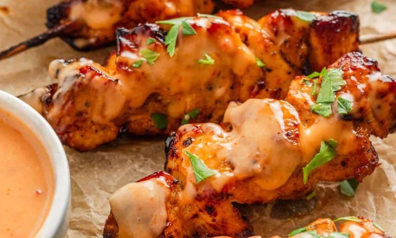 Bang Bang Chicken Skewers - The Yummy Bowl