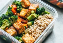 Easy Vegan Tofu and Veggie Stir-Fry with Brown Rice for Meal Prep