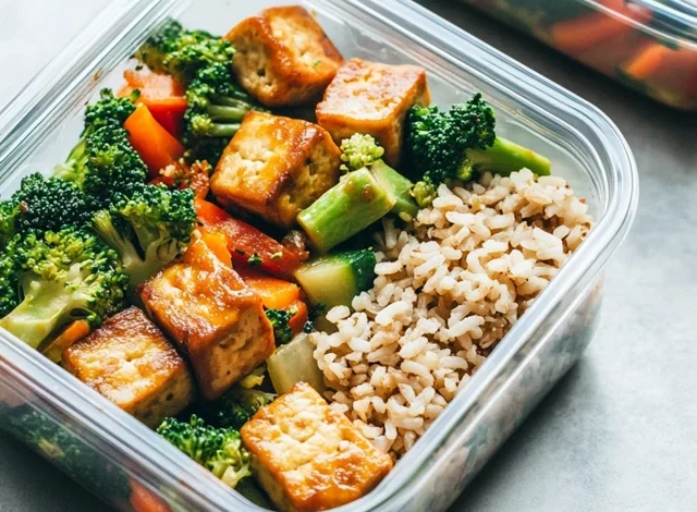 Easy Vegan Tofu and Veggie Stir-Fry with Brown Rice for Meal Prep